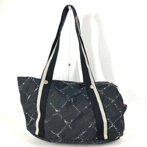 CHANEL Old travel line Pet Bag Bag Dog Doggie Shoulder Bag Nylon Black